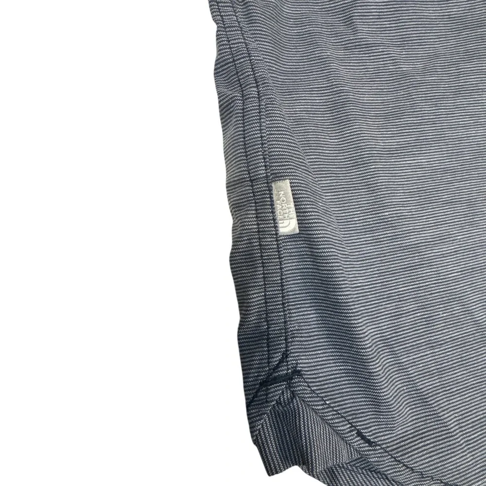 The North Face Button Down Shirt Mens XXL Short Sleeve Blue Striped  Cotton‎